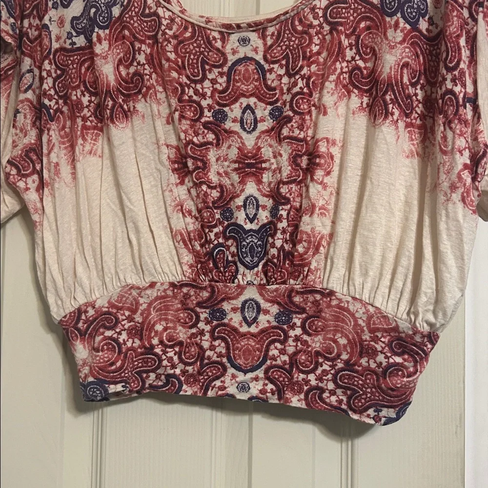 5for$20☂️💕 Free People pink white crop top T back - Picture 3 of 4
